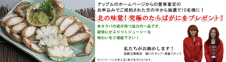 本タラバの姿が持つ迫力の一品です。豪快にかぶりつくジューシーな味わいをご堪能下さい！